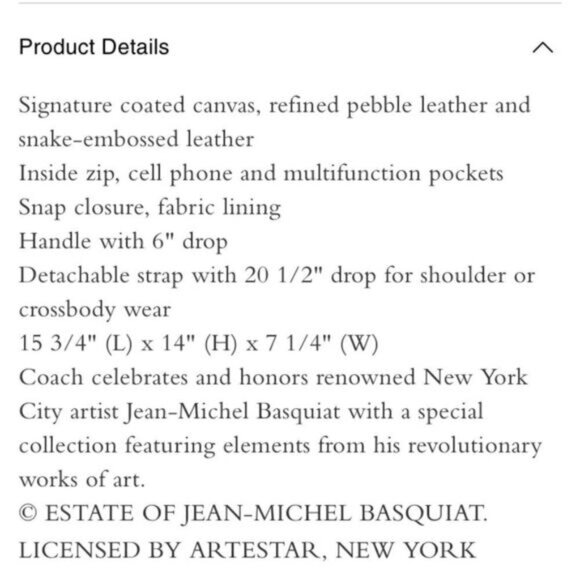 Coach X Basquiat Large Tote Dempsey Tote 40 - Picture 5 of 5